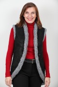 Long Sleevless Vest in Fur Lamb and Pure New Wool