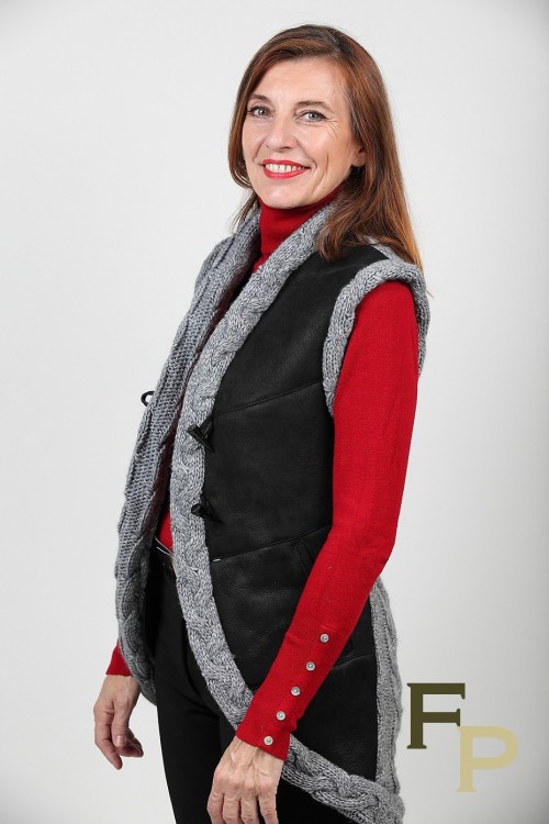 Gilet en Fourrure d'Agneau et Pure Laine Vierge