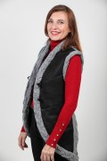 Long Sleevless Vest in Fur Lamb and Pure New Wool