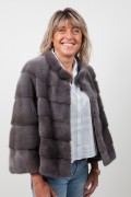 Veste de vison gris fumé