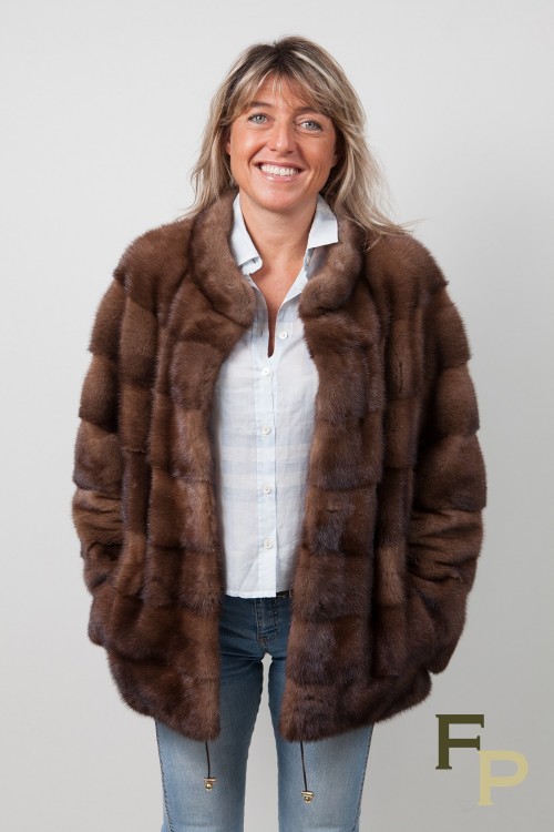 Veste de vison marron