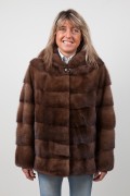 Brown Mink Jacket with Hood