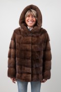 Brown Mink Jacket with Hood