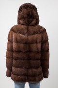 Brown Mink Jacket with Hood