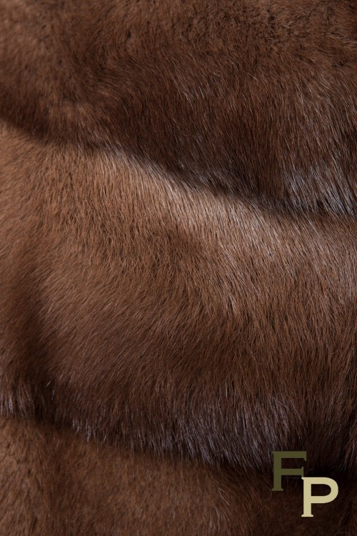 Veste de Vison Marron à Capuche