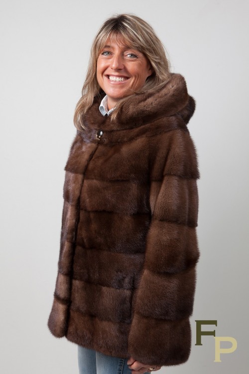 Brown Mink Jacket with Hood