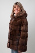 Brown Mink Jacket with Hood