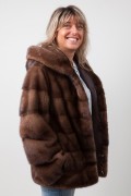 Brown Mink Jacket with Hood