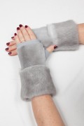 Mittens in Grey Sapphire Mink Fur and Leather 
