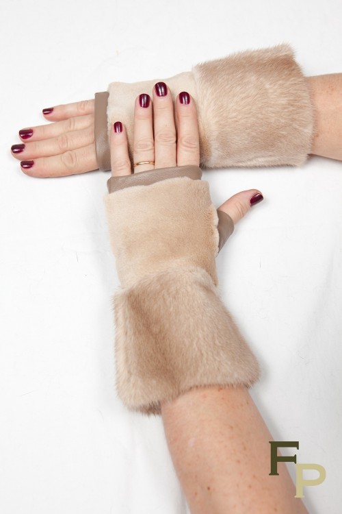 Mittens in Terra Mink and Leather