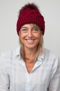 Burgundy Cap with Finn Raccoon Fur Pompom