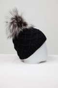 Black Cap with Finn Raccoon Fur Pompom