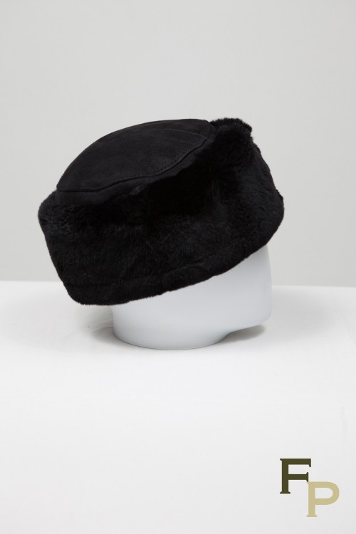 Black Hat in Rex Rabbit Fur and Shearling
