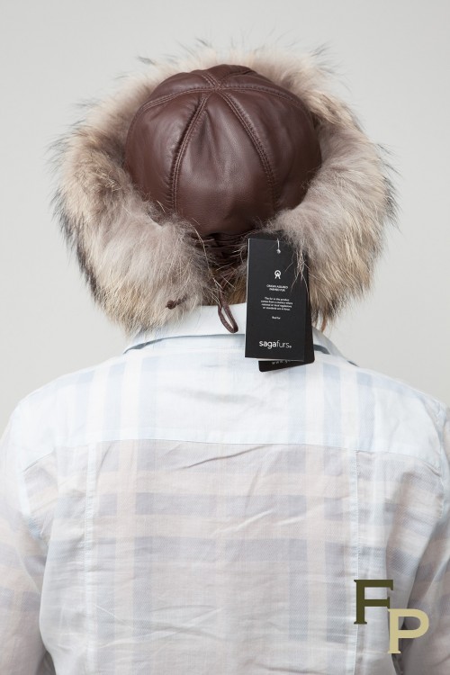 Toque en Finn Raccoon et Cuir Marron