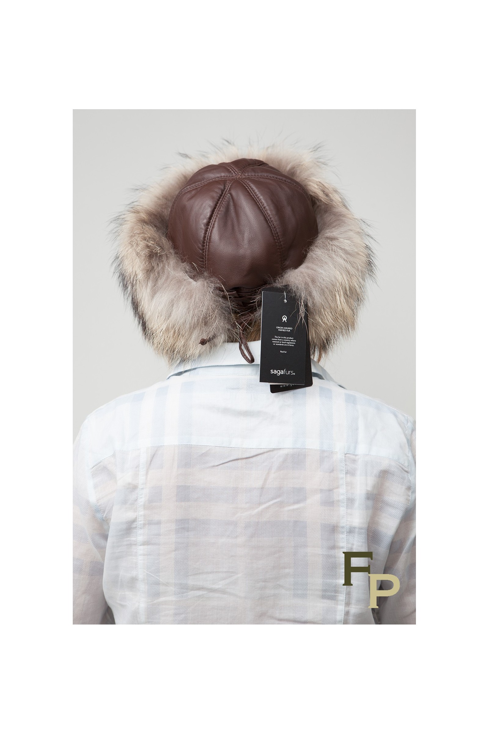 Toque en Finn Raccoon et Cuir Marron