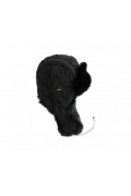 Chapka Noire en Pure Laine Vierge Fourrure de Lapin