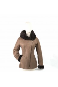 veste femme en agneau mérinos marron