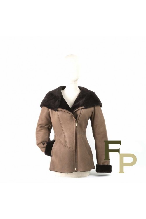 veste femme en agneau mérinos marron