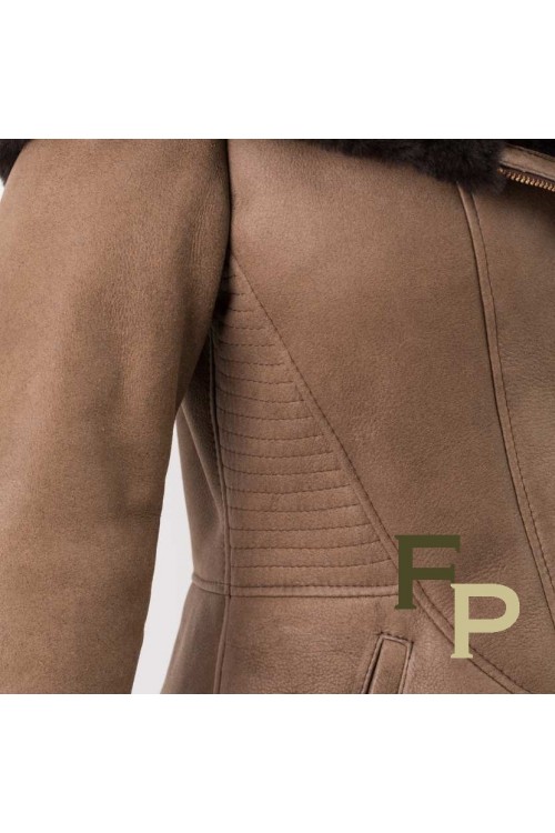 veste femme en agneau mérinos marron