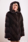 Long Mink Coat Colour "Sable" with Hood