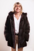 Long Mink Coat Colour "Sable" with Hood