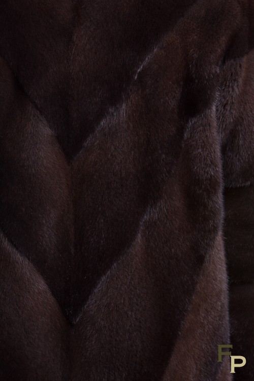 Long Mink Coat Colour "Sable" with Hood