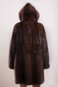 Brown Glow Mink Coat with Hood signed Balli Furs