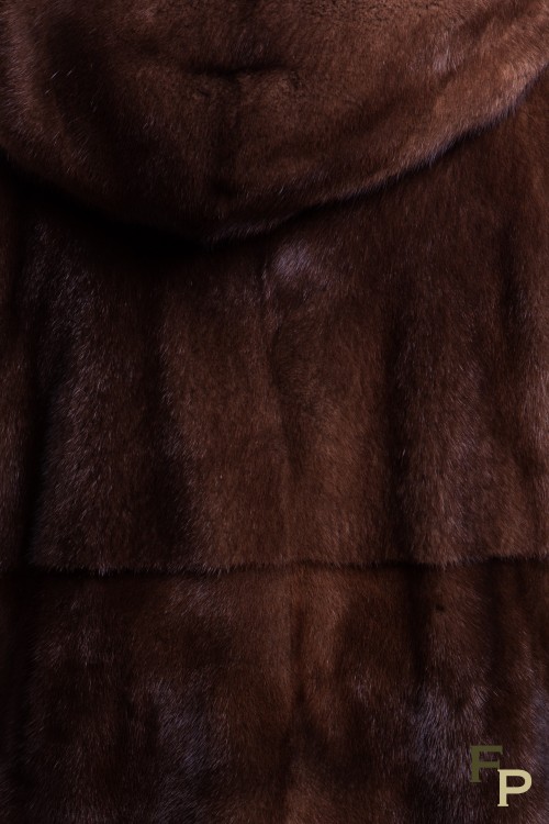 Manteau de Vison à Capuche Marron