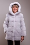 Silver Grey mink jacket with hood 