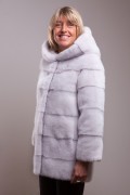 Silver Grey mink jacket with hood 