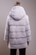 Silver Grey mink jacket with hood 