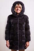 Titanium Mink Coatwith Hood signed Casiani