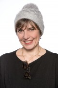 Grey Woolen Cap with Fox Fur Pompom