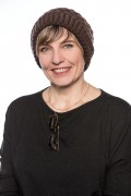 Brown Woolen Cap with Fox Fur Pompom