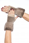 Mittens in Grey Sapphire Mink Fur and Leather 