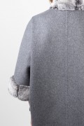 Manteau en Laine Gris Foncé et Fourrure de Rex Rabbit