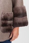 Dark Grey Woolen Coat and Rex Rabbit Fur