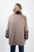 Manteau en Laine Gris Foncé et Fourrure de Rex Rabbit