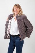 Brown "Checkered" Mink Jacket