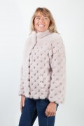 Veste de Vison à Damiers Beige/Rosé