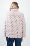 Veste de Vison à Damiers Beige/Rosé