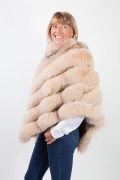 Beige Leather Poncho and Fox Fur by Casiani