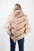 Beige Leather Poncho and Fox Fur by Casiani