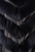 Navy Blue Leather Poncho and Fox Fur by Casiani