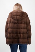 Brown Glow Mink Jacket with Hood 