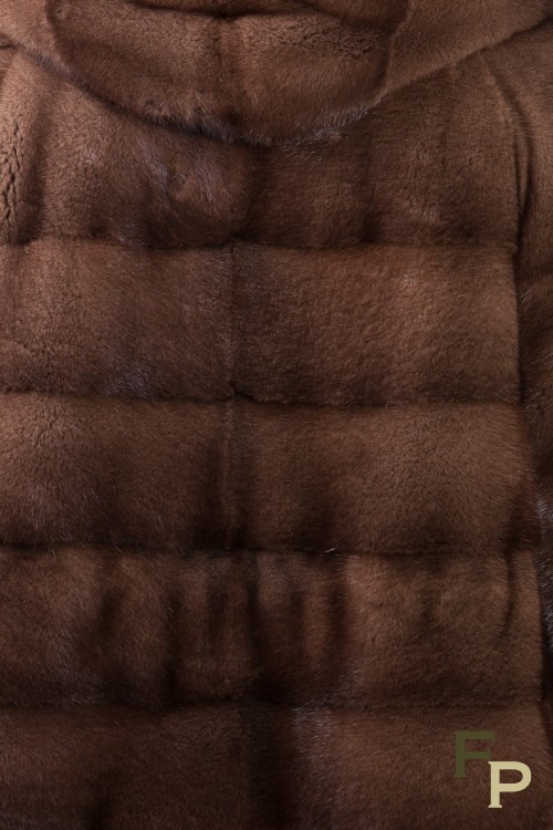 Veste de Vison à Capuche Marron "Glow" 