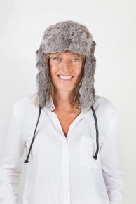 Grey Rabbit Ear-Flap Fur Hat