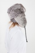 Grey Rabbit Ear-Flap Fur Hat