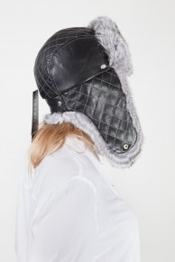 Grey Rabbit Ear-Flap Fur Hat