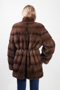 Bown Mink Coat with Integrated Belt